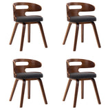 Vidaxl eetkamerstoelen 4 st gebogen hout en stof donkergrijs