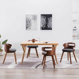 Vidaxl eetkamerstoelen 4 st gebogen hout en stof donkergrijs