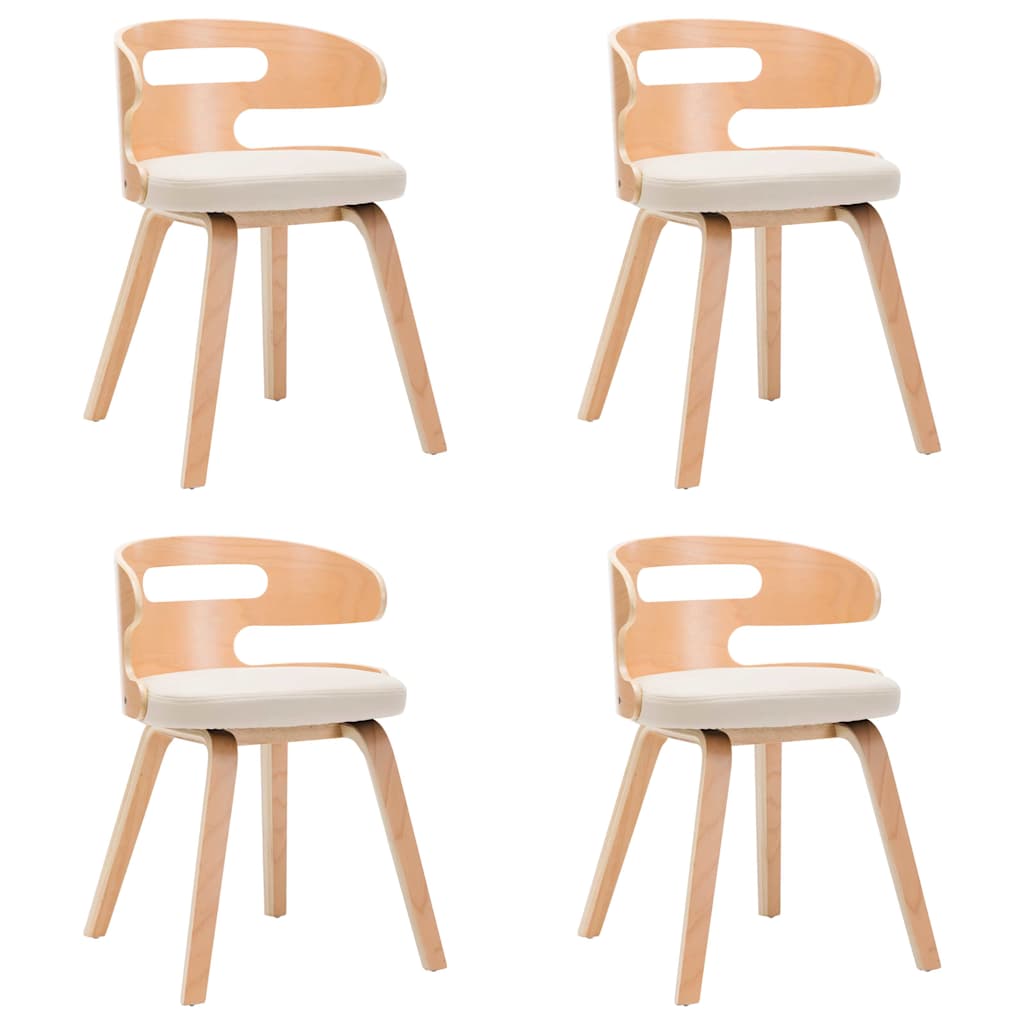 Vidaxl eetkamerstoelen 4 st gebogen hout en kunstleer crèmekleurig