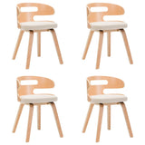 Vidaxl eetkamerstoelen 4 st gebogen hout en kunstleer crèmekleurig