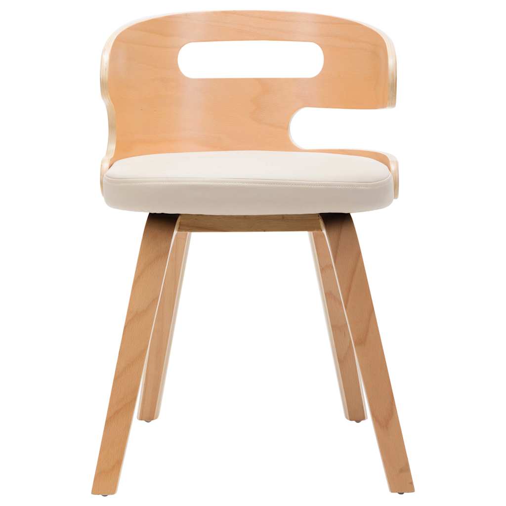 Vidaxl eetkamerstoelen 4 st gebogen hout en kunstleer crèmekleurig
