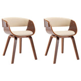 Vidaxl eetkamerstoelen 2 st gebogen hout en kunstleer crèmekleurig