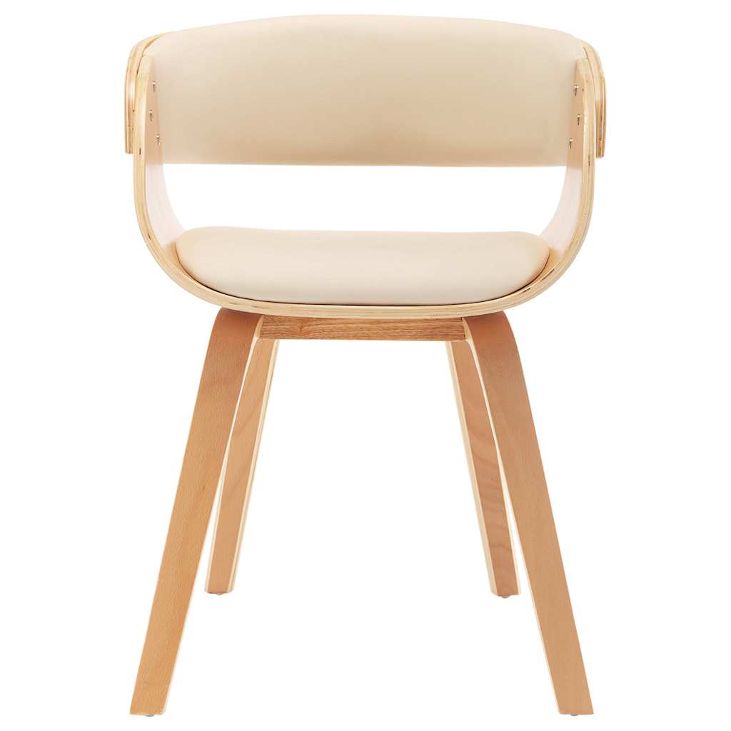 Vidaxl eetkamerstoelen 2 st gebogen hout en kunstleer crèmekleurig