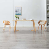 Vidaxl eetkamerstoelen 2 st gebogen hout en kunstleer crèmekleurig