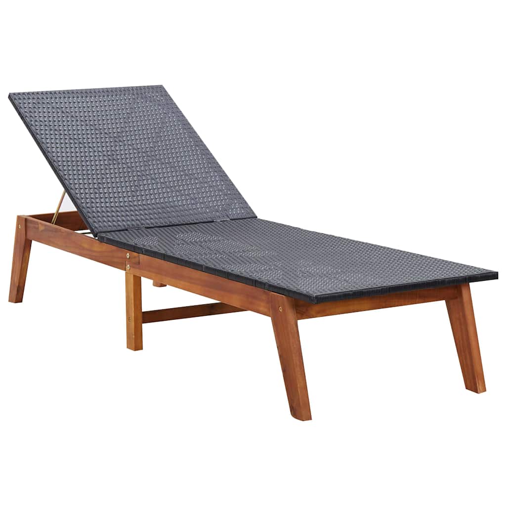Vidaxl ligbed met kussen poly rattan en massief acaciahout