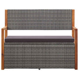Vidaxl opbergbankje 115 cm poly rattan en massief acaciahout grijs