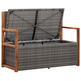 Vidaxl opbergbankje 115 cm poly rattan en massief acaciahout grijs