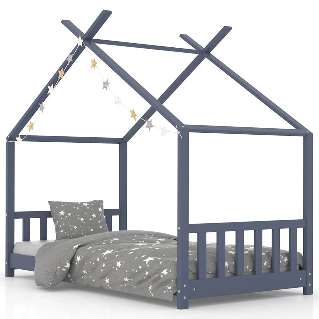 Vidaxl kinderbedframe massief grenenhout grijs 70x140 cm