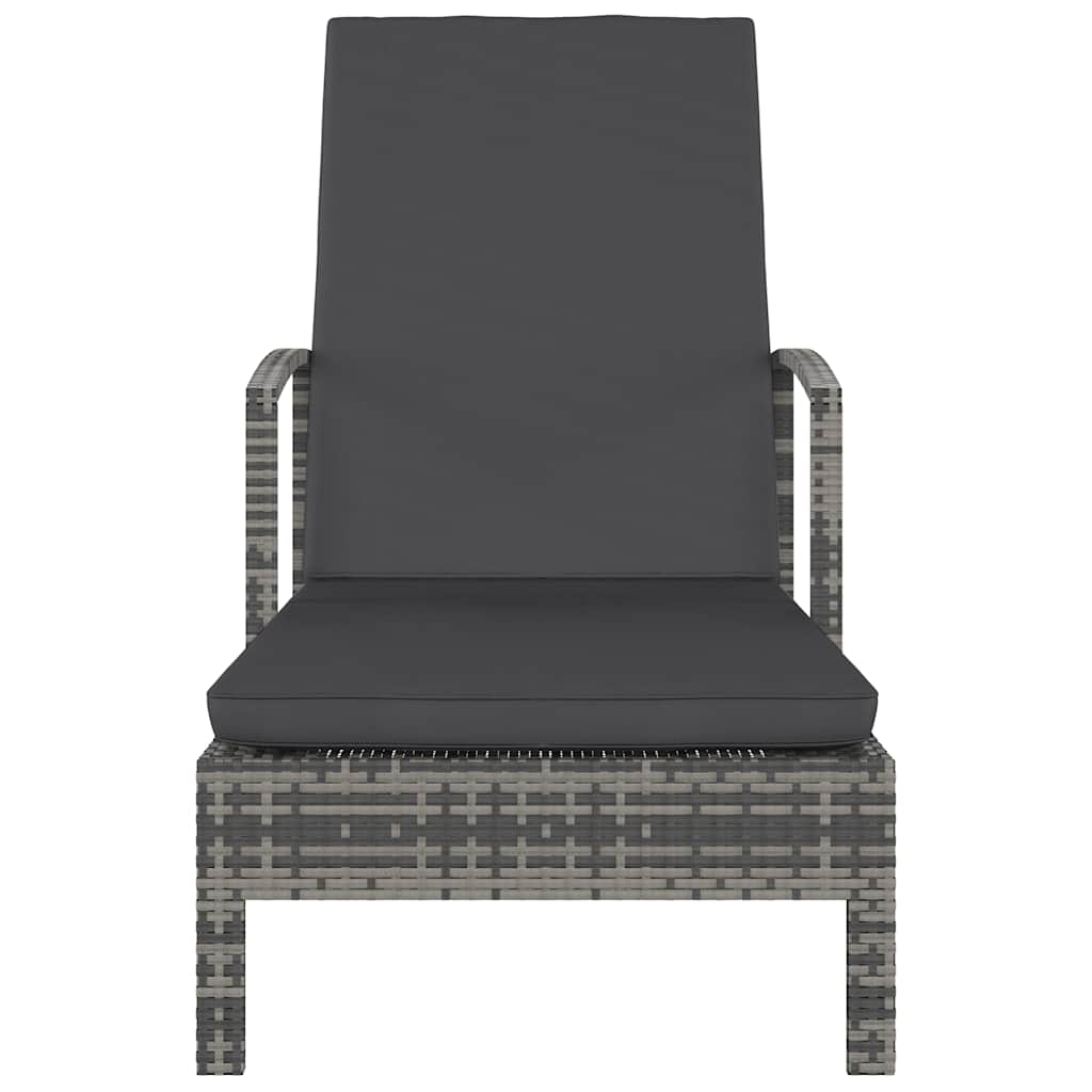 Vidaxl ligbed met armleuningen poly rattan grijs