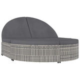 Vidaxl ligbed met kussens 2-persoons poly rattan grijs