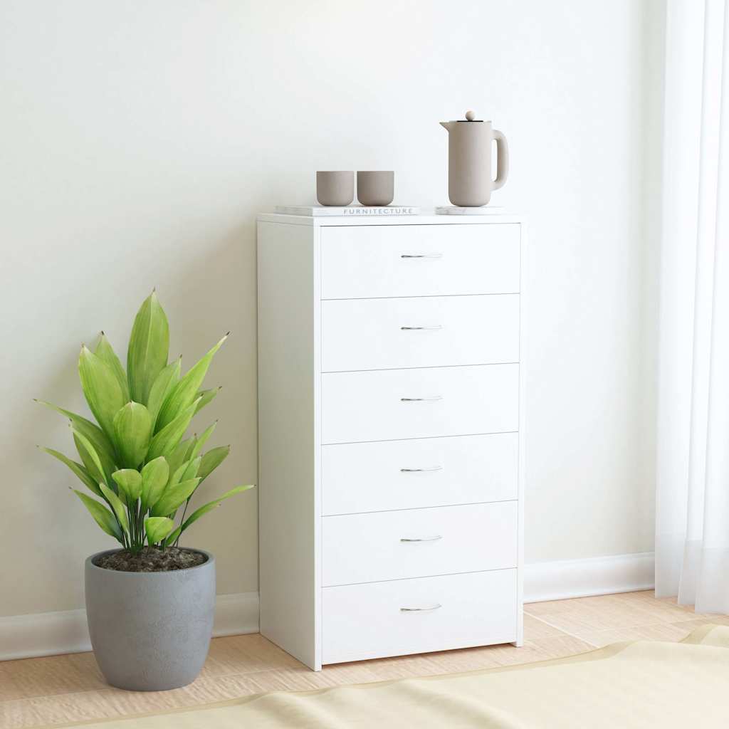 Vidaxl dressoir met 6 lades 50x34x96 cm bewerkt hout wit