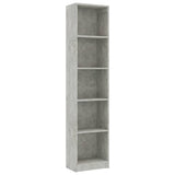 Vidaxl boekenkast met 5 schappen 40x24x175 cm bewerkt hout betongrijs