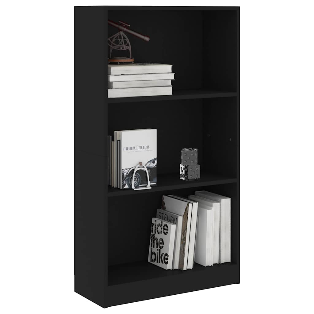 Vidaxl boekenkast met 3 schappen 60x24x109 cm bewerkt hout zwart