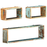 Vidaxl 3-delige wandschappenset kubus massief gerecycled hout