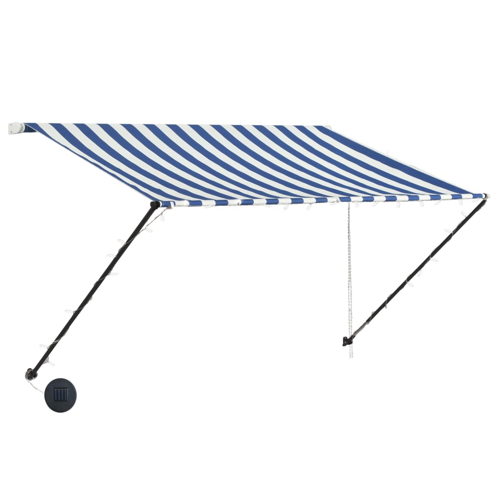 VidaXL Ausziehbare Markise mit LED 250x150 cm blau und weiß