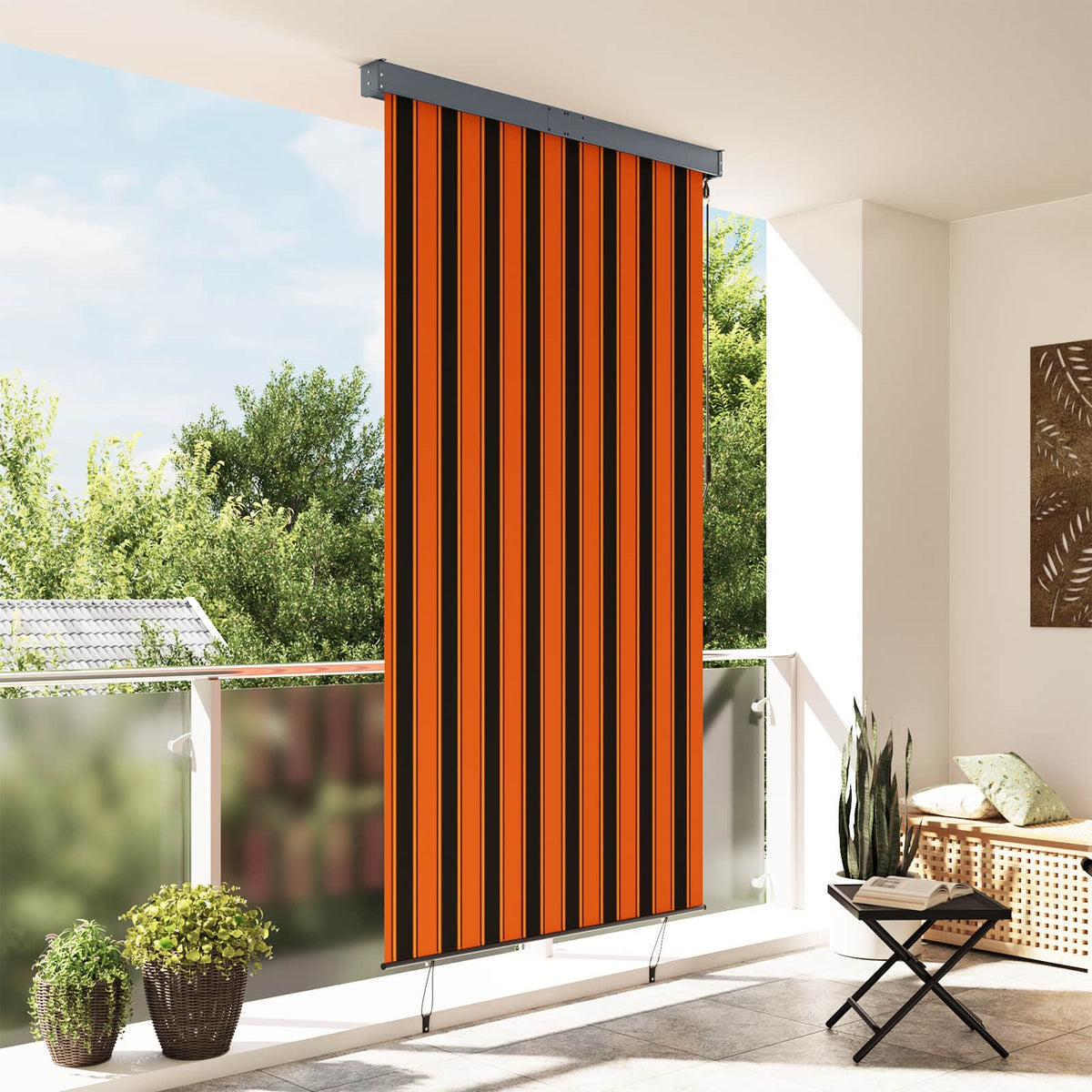 Vidaxl rolgordijn voor buiten 140x250 cm oranje en bruin