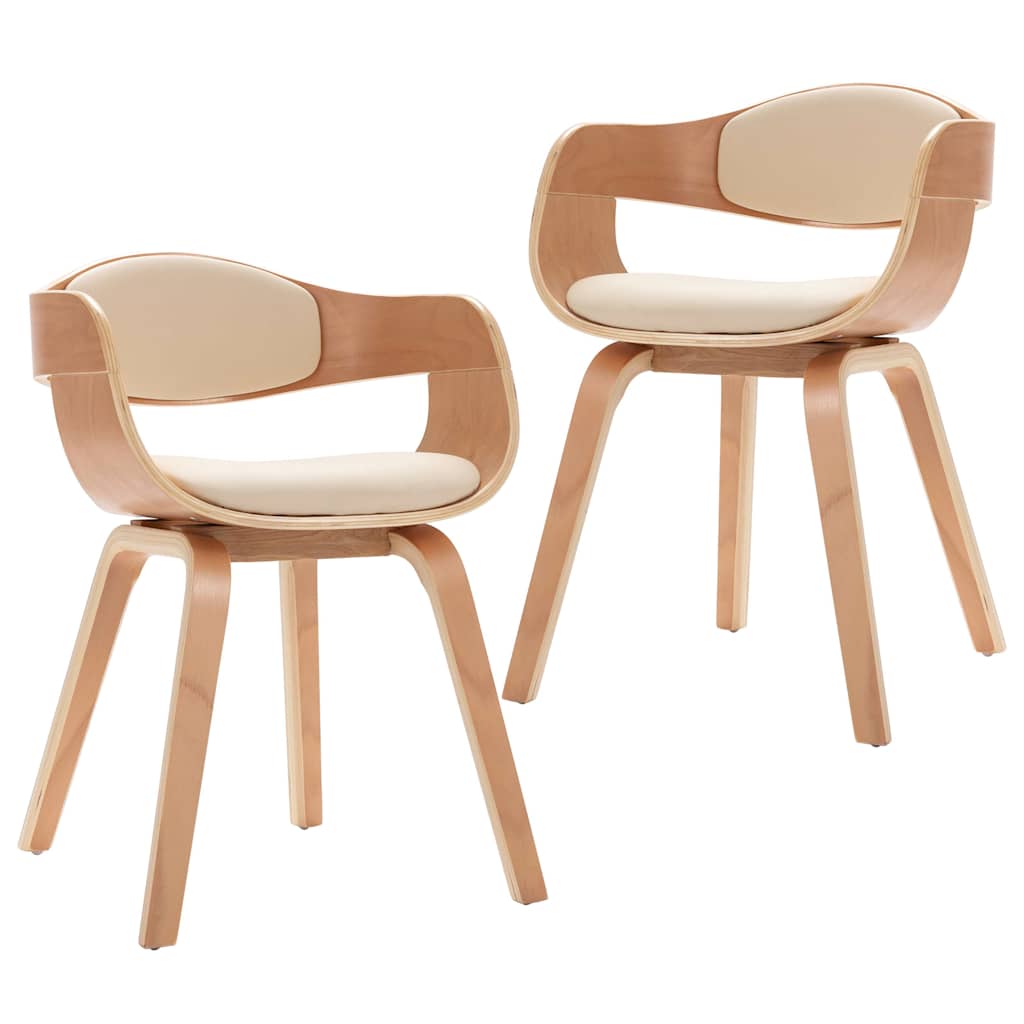 Vidaxl eetkamerstoelen 2 st gebogen hout en kunstleer
