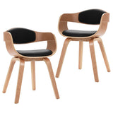 Vidaxl eetkamerstoelen 2 st gebogen hout en kunstleer