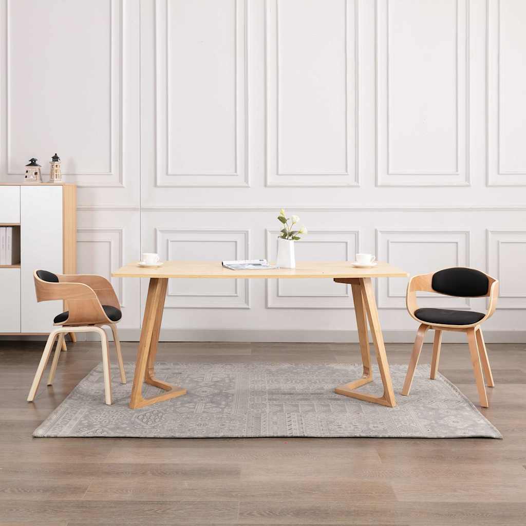 Vidaxl eetkamerstoelen 2 st gebogen hout en kunstleer
