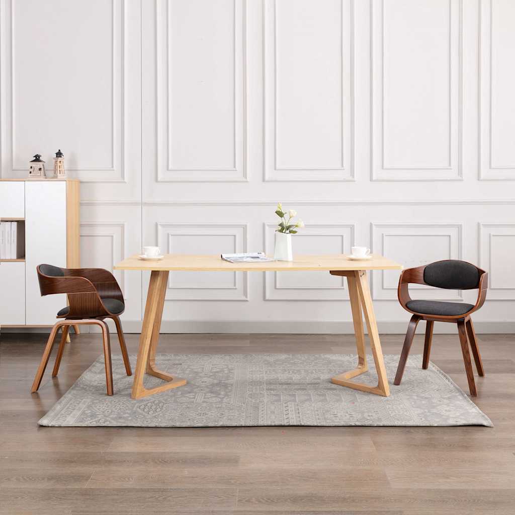 Vidaxl eetkamerstoelen 2 st gebogen hout en stof grijs