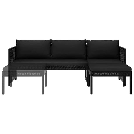 Vidaxl 3-delige loungeset met kussens poly rattan zwart