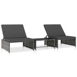 Vidaxl tuinstoelen 2 st verstelbaar met tafel poly rattan grijs