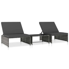 Vidaxl tuinstoelen 2 st verstelbaar met tafel poly rattan grijs