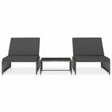 Vidaxl tuinstoelen 2 st verstelbaar met tafel poly rattan grijs