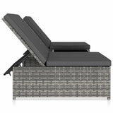 Vidaxl tuinstoelen 2 st verstelbaar met tafel poly rattan grijs