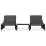 Vidaxl tuinstoelen 2 st verstelbaar met tafel poly rattan zwart