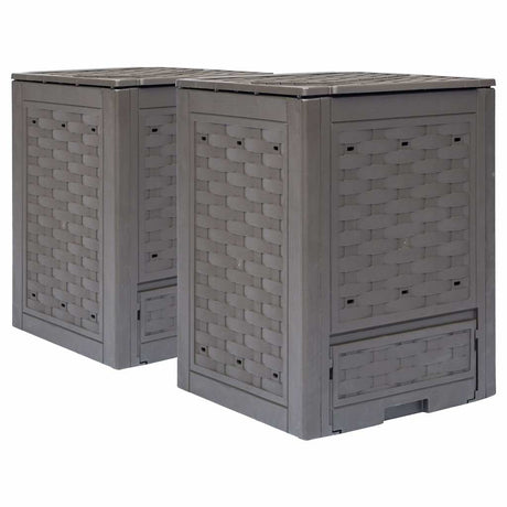 Vidaxx Kompostbehälter 2 Stk. 600 l 60x60x83 cm Kunststoff Rattan braun