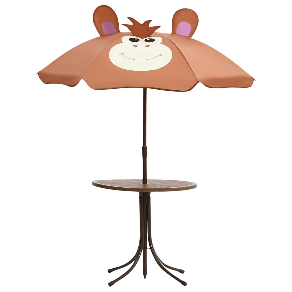 Vidaxl 3-delige bistroset voor kinderen met parasol bruin