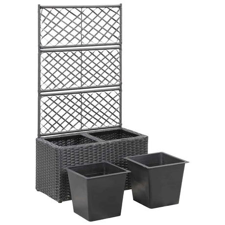 Vidaxl Latwerkplantenbak mit Töpfen 58x30x107 cm Rattan Schwarz