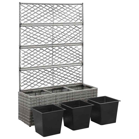 Vidaxl Latwerkplantenbak mit Töpfen 83x30x130 cm Rattan Grey