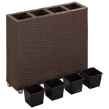 VIDAXL -Pflanzer mit 4 Töpfen 80x22x79 cm Poly Rattan Brown angehoben