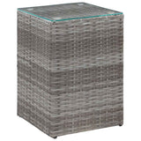 Vidaxl 3-delige bijzettafelset met glazen blad poly rattan grijs