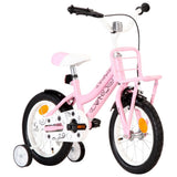 Vidaxl Kinderrad mit Vorderträger 14 Zoll weiß und rosa