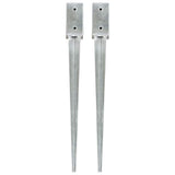 Vidaxl gemahlene Stifte 2 PCs 7x7x75 cm verzinkter Stahl Silber gefärbt
