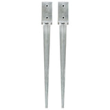 Vidaxl gemahlene Stifte 2 PCs 7x7x75 cm verzinkter Stahl Silber gefärbt