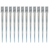 Vidaxl gemahlene Stifte 12 PCs 7x7x90 cm verzinkter Stahl Silber gefärbt