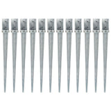 Vidaxl gemahlene Stifte 12 PCs 8x8x91 cm verzinkter Stahl Silber gefärbt