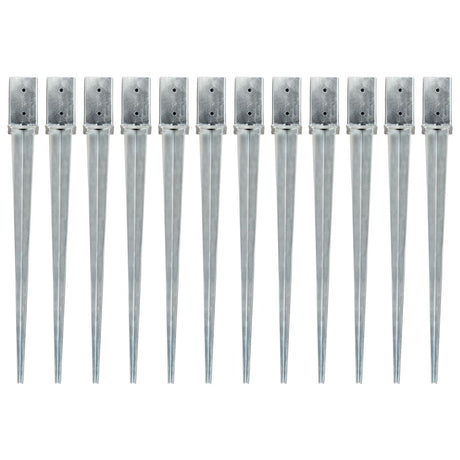 Vidaxl gemahlene Stifte 12 PCs 8x8x91 cm verzinkter Stahl Silber gefärbt