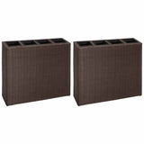 VIDAXL -Planungsbox mit 4 Töpfen 2 St Poly Rattan Brown angehoben