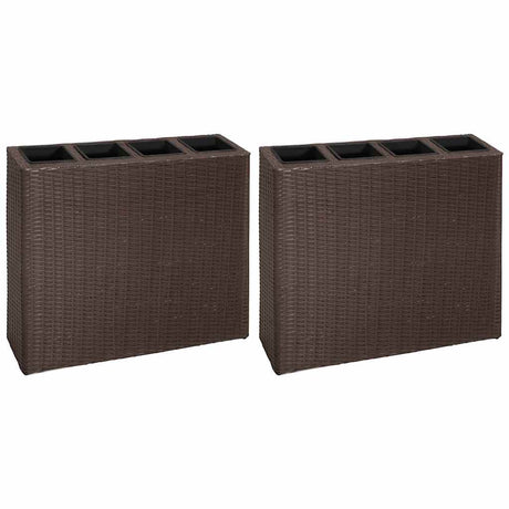 VIDAXL -Planungsbox mit 4 Töpfen 2 St Poly Rattan Brown angehoben