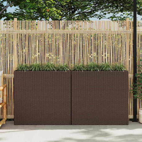 VIDAXL -Planungsbox mit 4 Töpfen 2 St Poly Rattan Brown angehoben