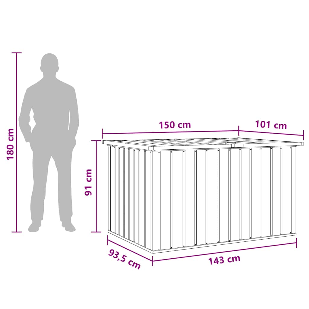 Vidaxl tuinbox 149x99x93 cm grijs