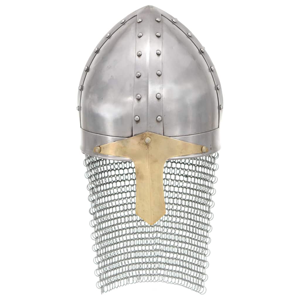 Vidaxl Crusader Helm Replik Larp Stahl Silberfarbe