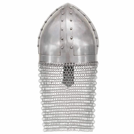 Vidaxl Crusader Helm Replik Larp Stahl Silberfarbe