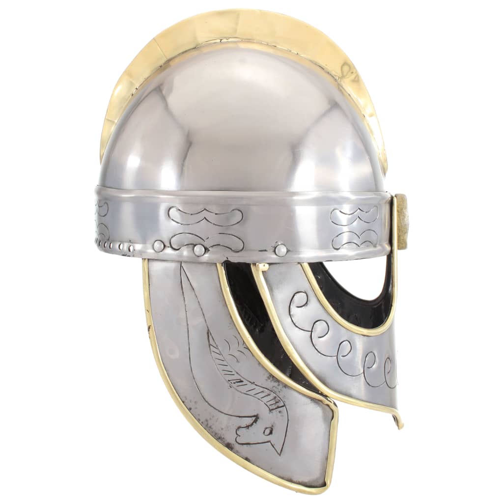 VidaXL Beowulf Helm Replik Larp Stahl silberfarben