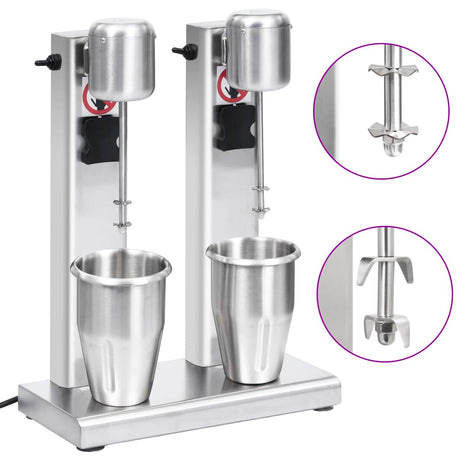 Vidaxl Milkshake -Mixer mit doppelten Tassen aus Edelstahl 2 l